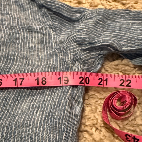 CP Shades Blue & White Linen Stripe Shirt Dress Beach Coverup Size Small - Picture 7 of 8